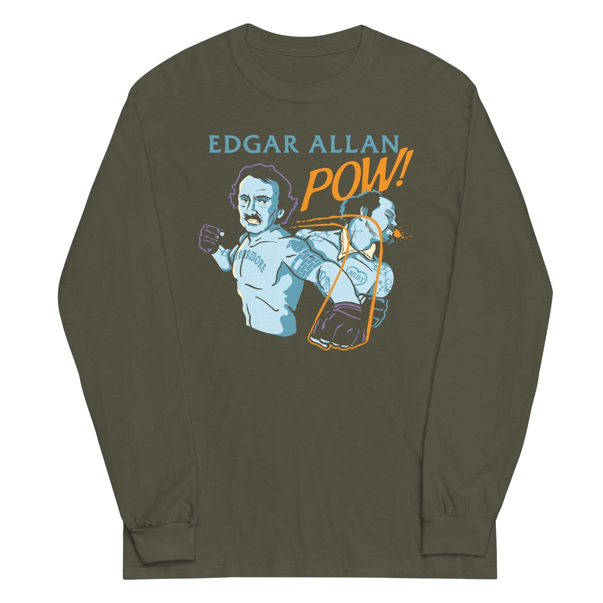 Edgar Allan Pow! Unisex Long Sleeve Tee Hoodie, Sweatshirt | PureTeeCo.com (Image 5)