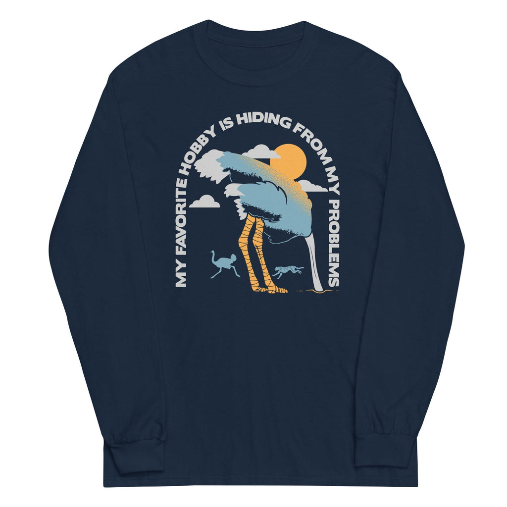 My Favorite Hobby Is Hiding From My Problems Unisex Long Sleeve Tee Hoodie, Sweatshirt | PureTeeCo.com (Image 2)