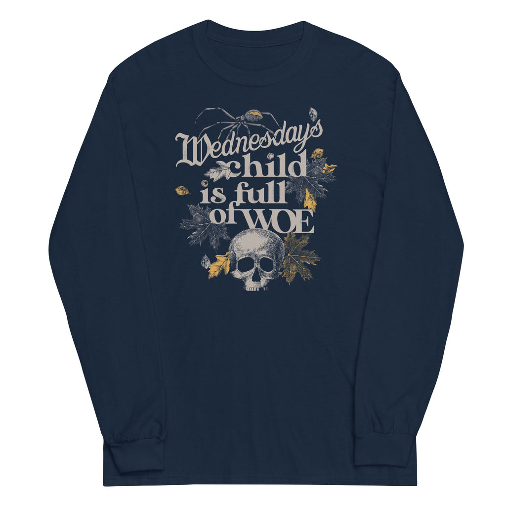 Wednesday's Child Is Full Of Woe Unisex Long Sleeve Tee Hoodie, Sweatshirt | PureTeeCo.com (Image 2)