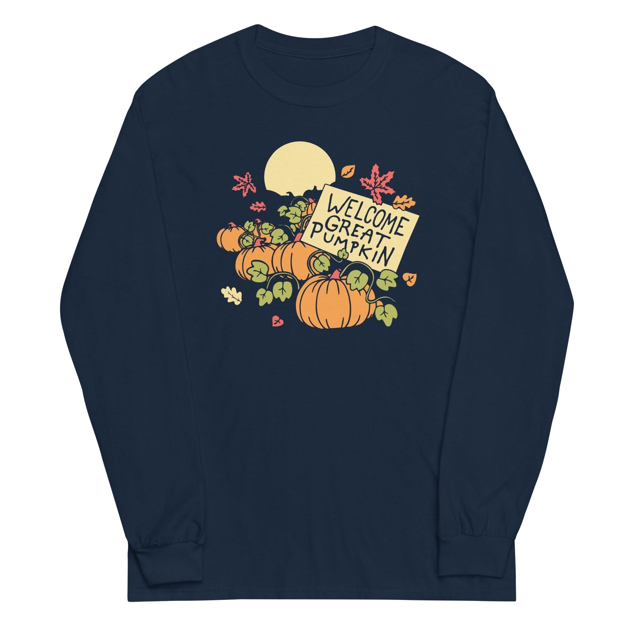 Welcome Great Pumpkin Unisex Long Sleeve Tee Hoodie, Sweatshirt | PureTeeCo.com (Image 2)