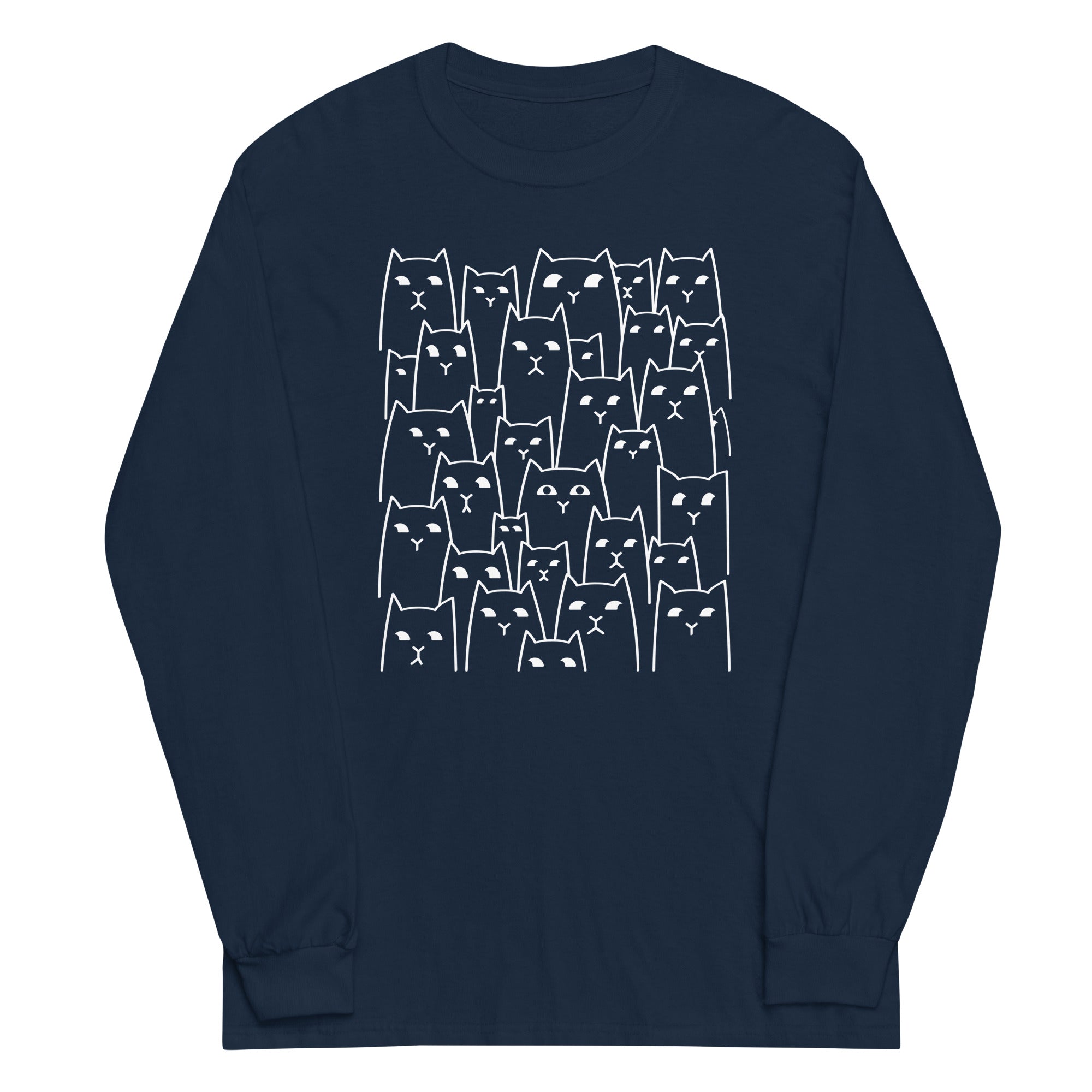 Suspicious Cats Unisex Long Sleeve Tee Hoodie, Sweatshirt | PureTeeCo.com (Image 3)