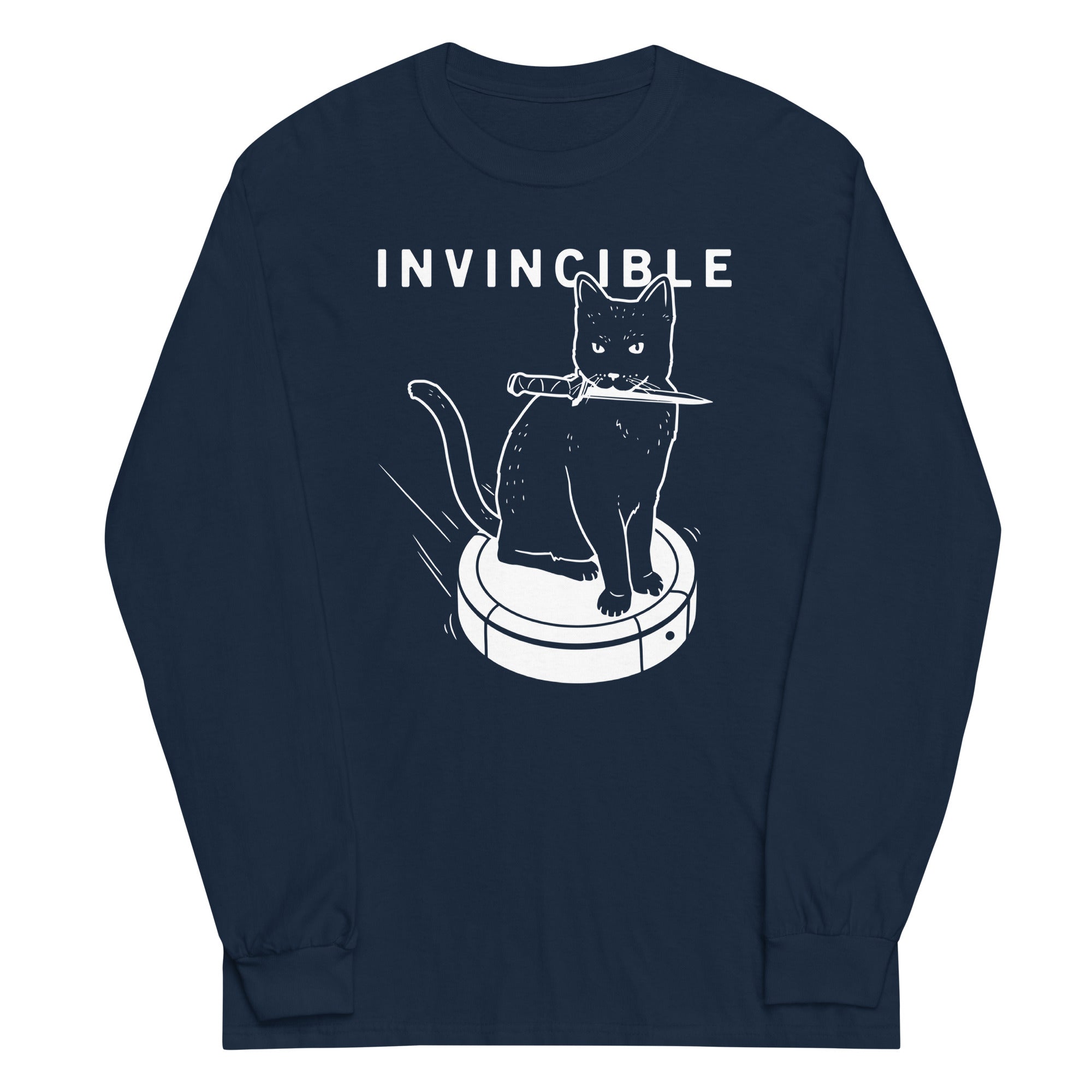 Invincible Cat Unisex Long Sleeve Tee Hoodie, Sweatshirt | PureTeeCo.com (Image 3)