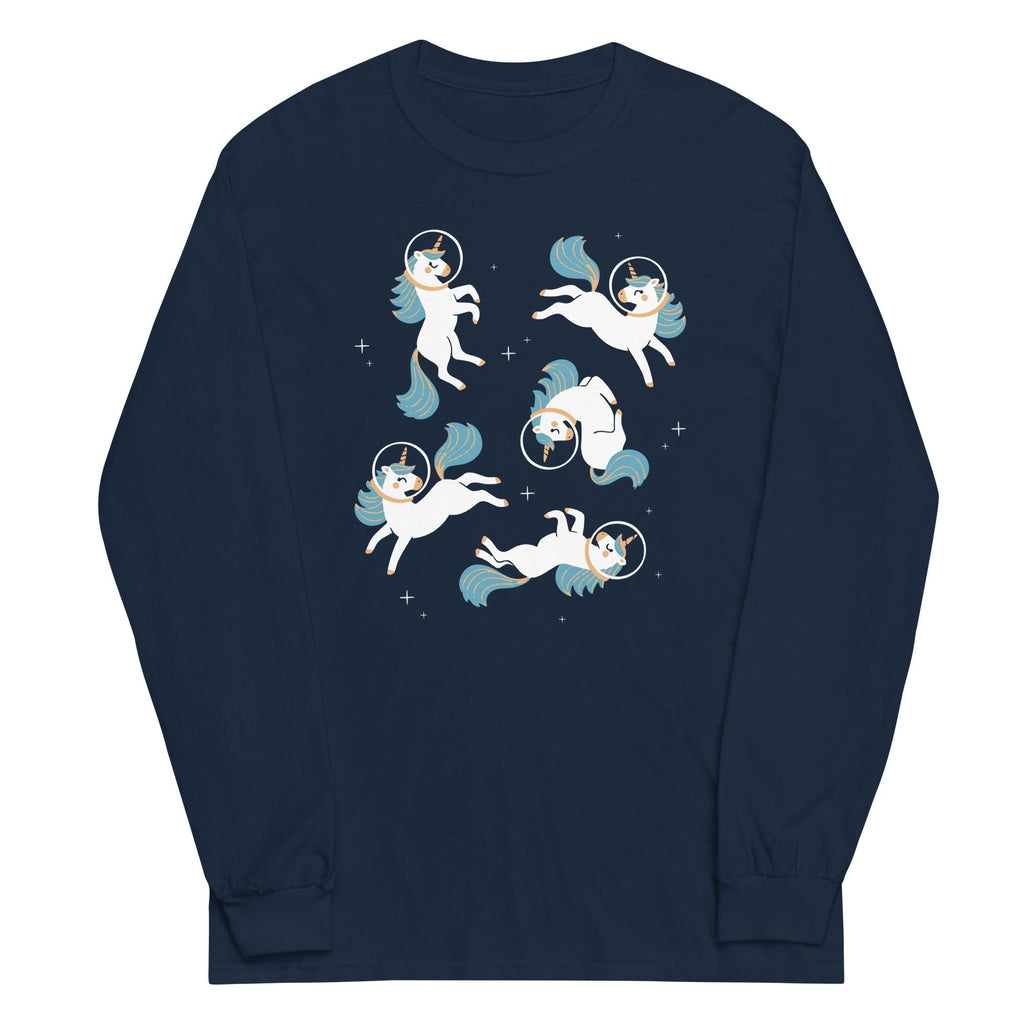 Unicorns In Space Unisex Long Sleeve Tee Hoodie, Sweatshirt | PureTeeCo.com (Image 2)