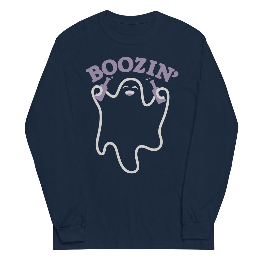 Boozin' Unisex Long Sleeve Tee Hoodie, Sweatshirt | PureTeeCo.com (Image 2)