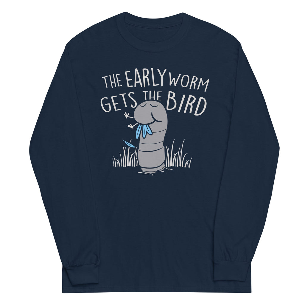 The Early Worm Gets The Bird Unisex Long Sleeve Tee Hoodie, Sweatshirt | PureTeeCo.com (Image 2)