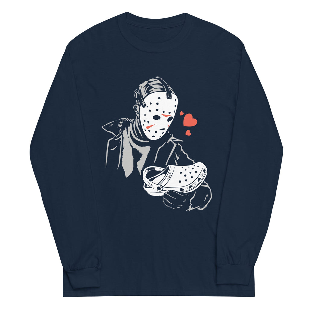 Jason Loves Crocs Unisex Long Sleeve Tee Hoodie, Sweatshirt | PureTeeCo.com (Image 2)