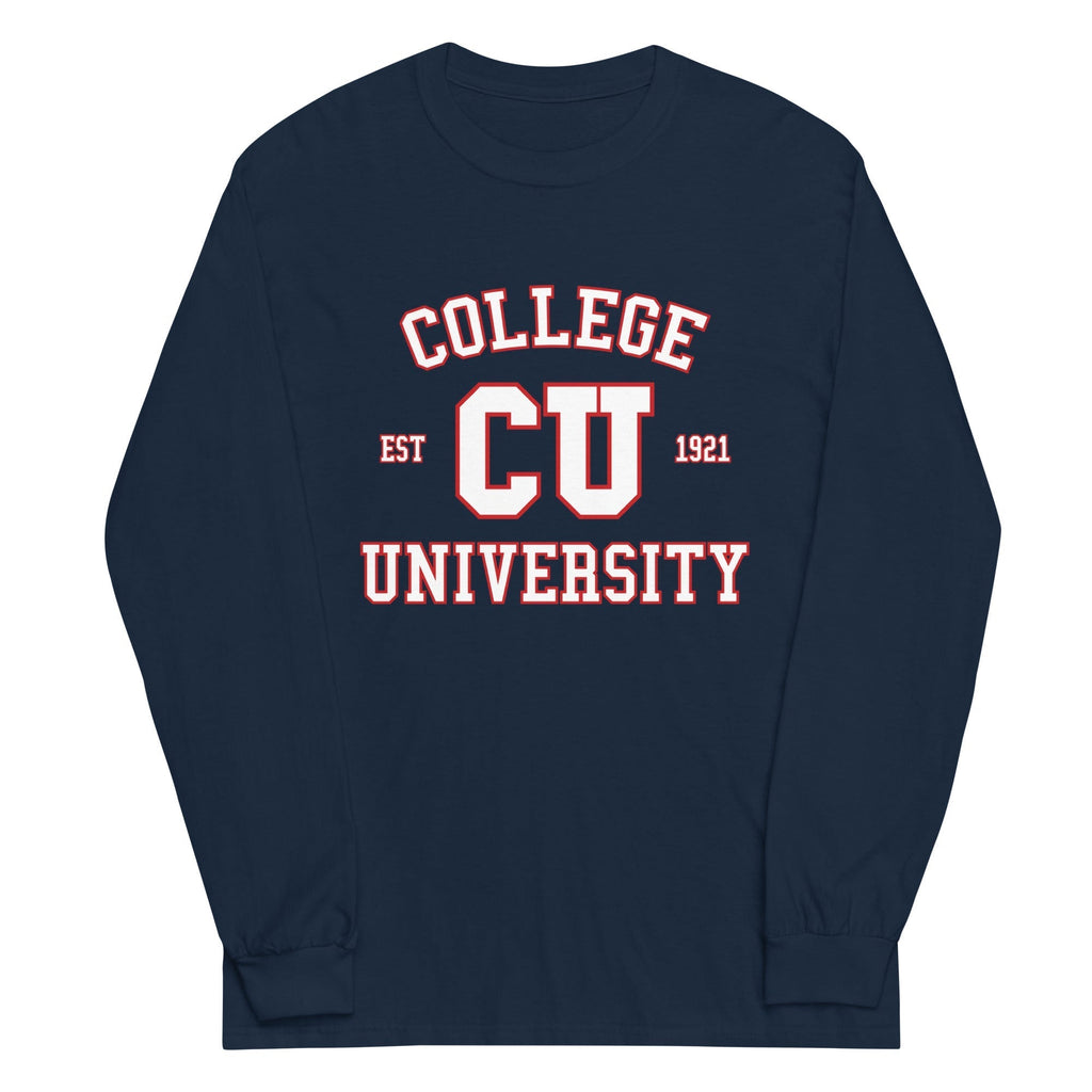 College University Unisex Long Sleeve Tee Hoodie, Sweatshirt | PureTeeCo.com (Image 1)