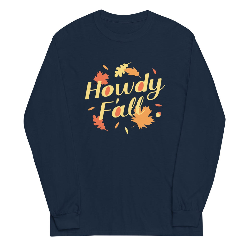 Howdy F'all Unisex Long Sleeve Tee Hoodie, Sweatshirt | PureTeeCo.com (Image 2)