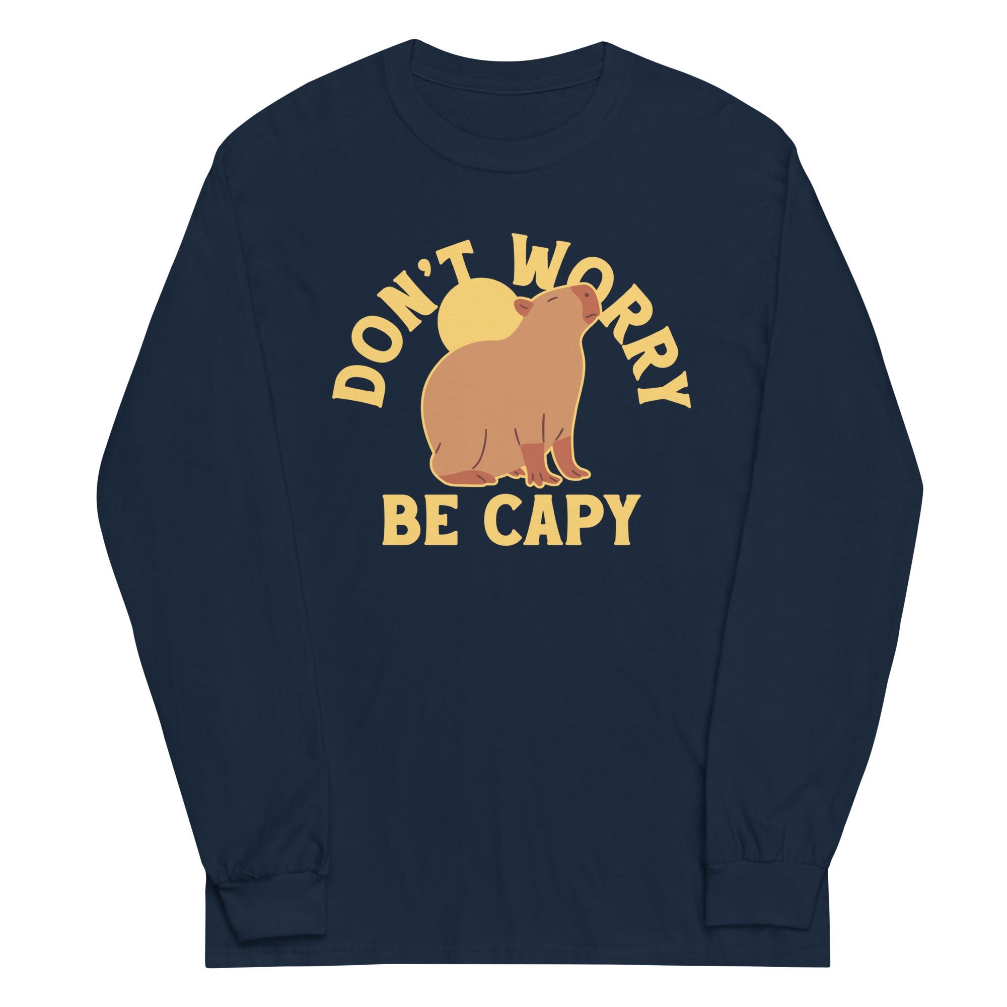 Don't Worry Be Capy Unisex Long Sleeve Tee Hoodie, Sweatshirt | PureTeeCo.com (Image 3)