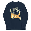 Feline Fine Unisex Long Sleeve Tee Hoodie, Sweatshirt | PureTeeCo.com (Image 1)