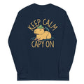 Keep Calm And Capy On Unisex Long Sleeve Tee Hoodie, Sweatshirt | PureTeeCo.com (Image 1)