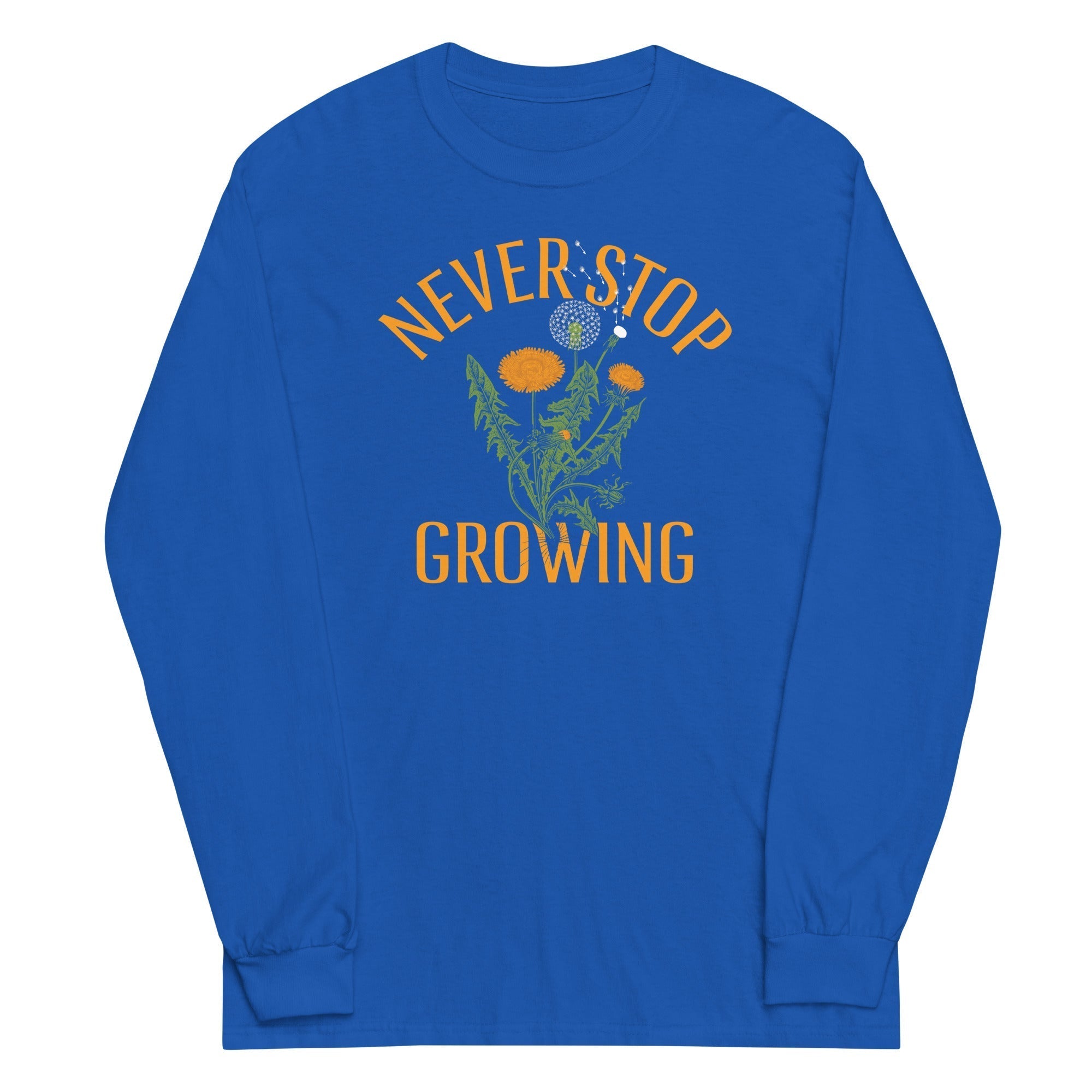 Never Stop Growing Unisex Long Sleeve Tee Hoodie, Sweatshirt | PureTeeCo.com (Image 3)