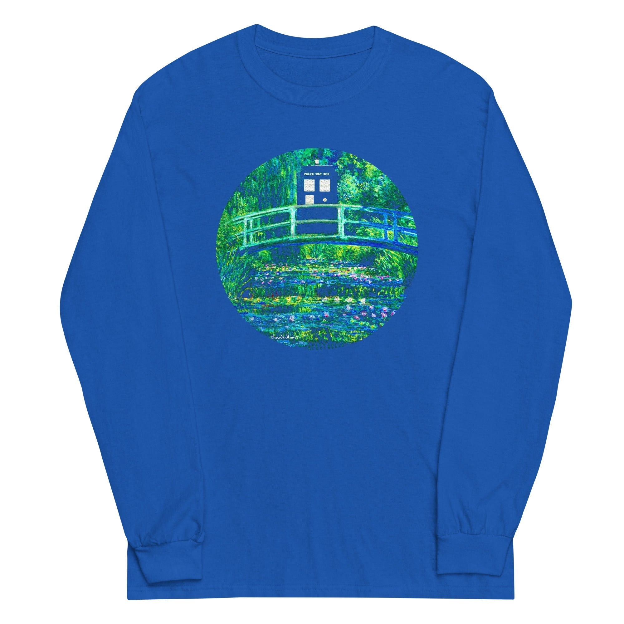 Water Lilies Police Box Unisex Long Sleeve Tee Hoodie, Sweatshirt | PureTeeCo.com (Image 3)