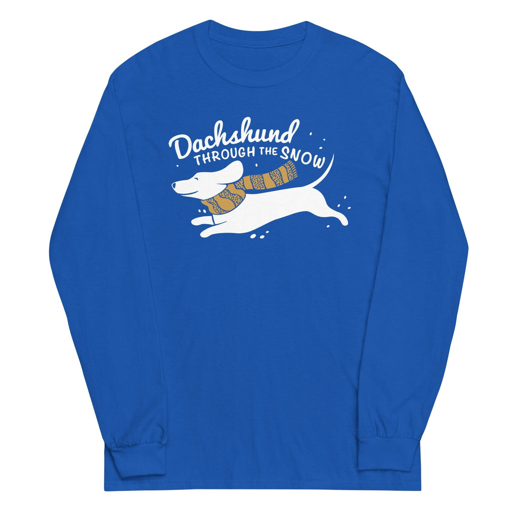 Dachshund Through The Snow Unisex Long Sleeve Tee Hoodie, Sweatshirt | PureTeeCo.com (Image 3)