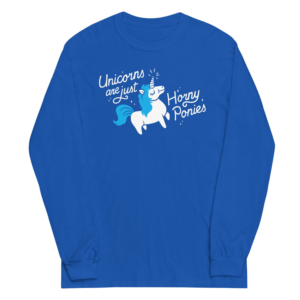 Unicorns Are Just Horny Ponies Unisex Long Sleeve Tee Hoodie, Sweatshirt | PureTeeCo.com (Image 4)