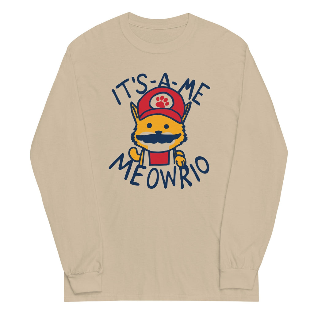 It's-a-me Meowrio Unisex Long Sleeve Tee Hoodie, Sweatshirt | PureTeeCo.com (Image 3)