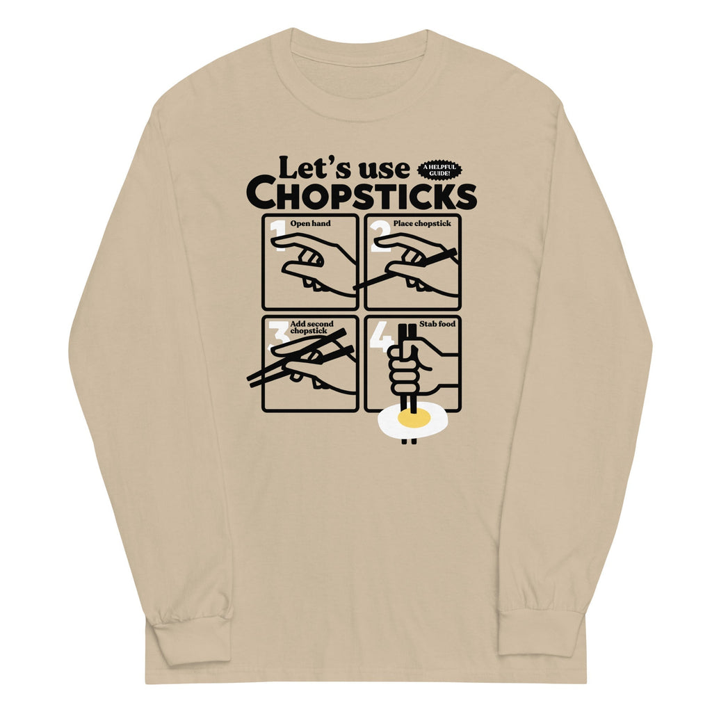 Let's Use Chopsticks Unisex Long Sleeve Tee Hoodie, Sweatshirt | PureTeeCo.com (Image 3)