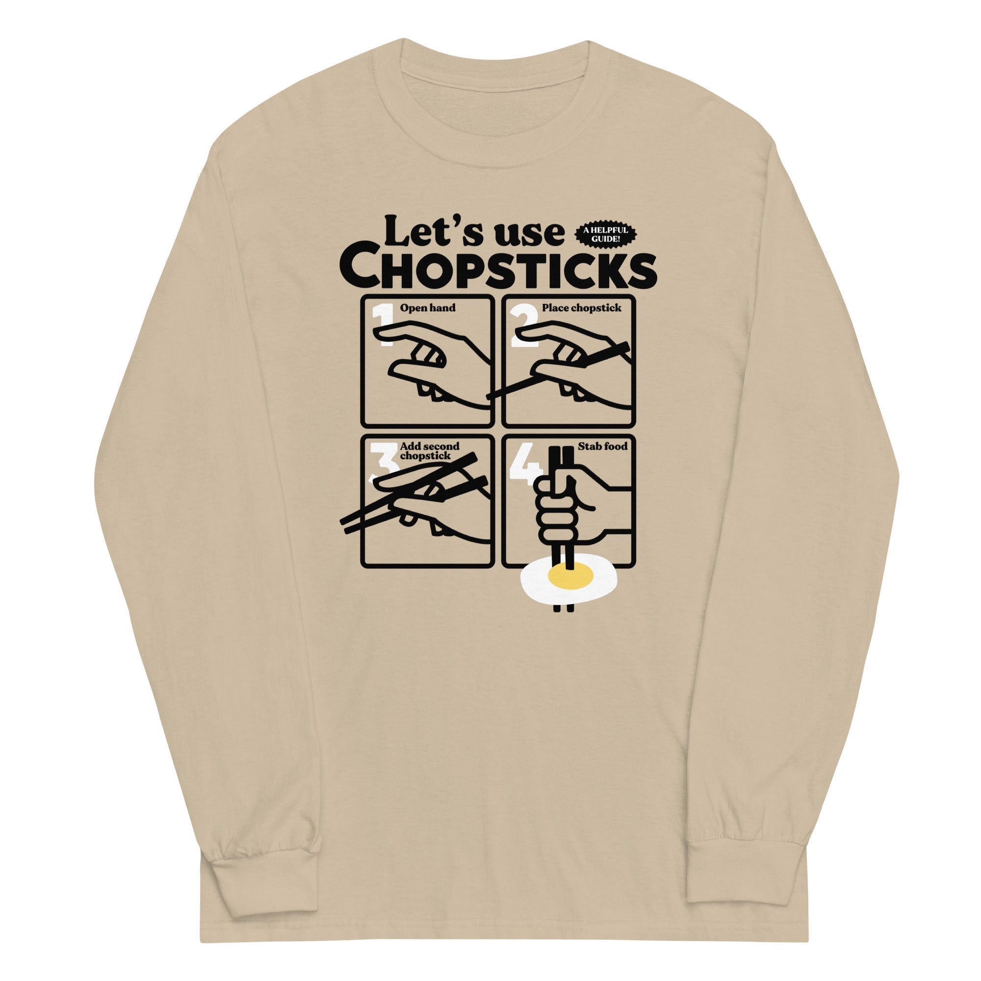 Let's Use Chopsticks Unisex Long Sleeve Tee Hoodie, Sweatshirt | PureTeeCo.com (Image 3)