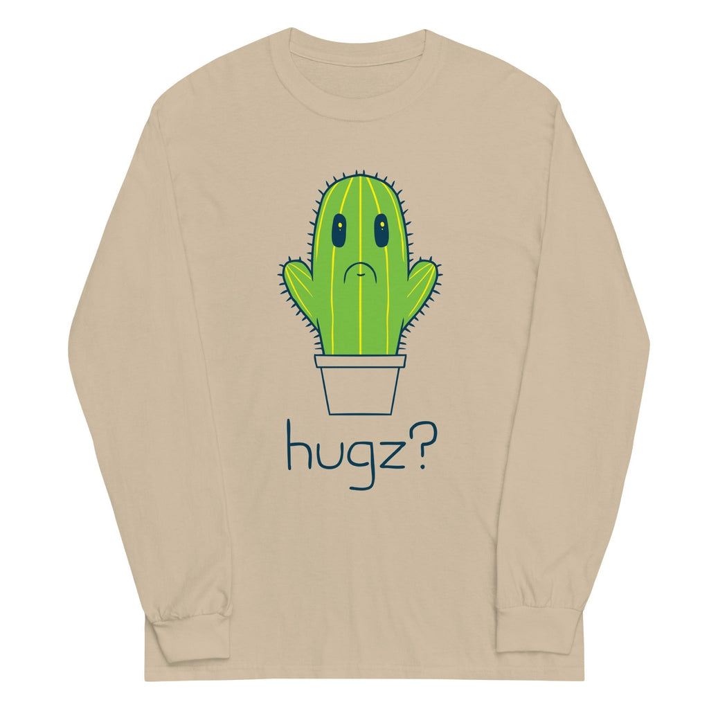Hugz? Cactus Unisex Long Sleeve Tee Hoodie, Sweatshirt | PureTeeCo.com (Image 3)
