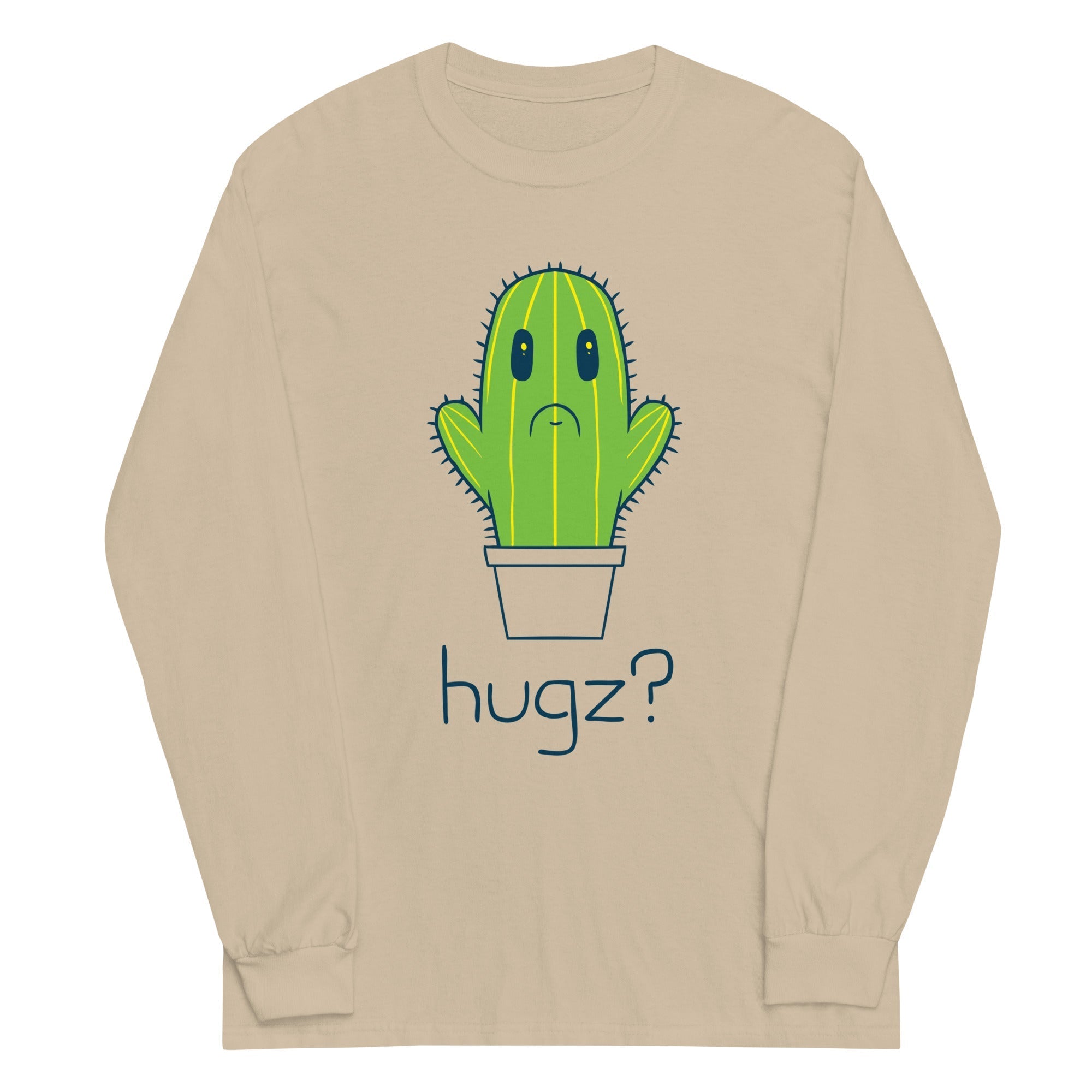Hugz? Cactus Unisex Long Sleeve Tee Hoodie, Sweatshirt | PureTeeCo.com (Image 3)
