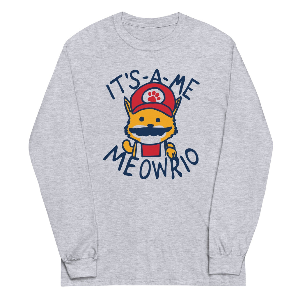 It's-a-me Meowrio Unisex Long Sleeve Tee Hoodie, Sweatshirt | PureTeeCo.com (Image 1)