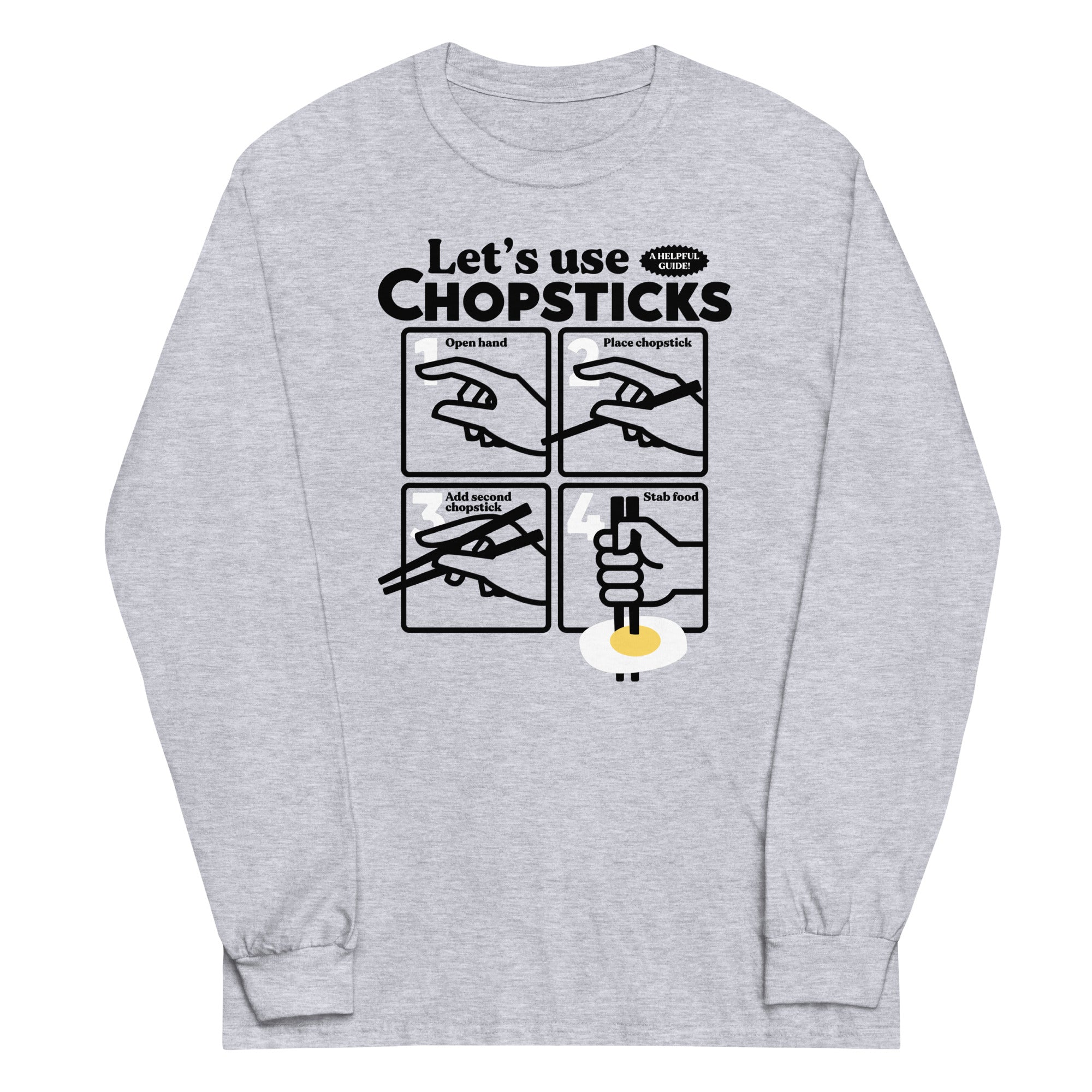 Let's Use Chopsticks Unisex Long Sleeve Tee Hoodie, Sweatshirt | PureTeeCo.com (Image 1)