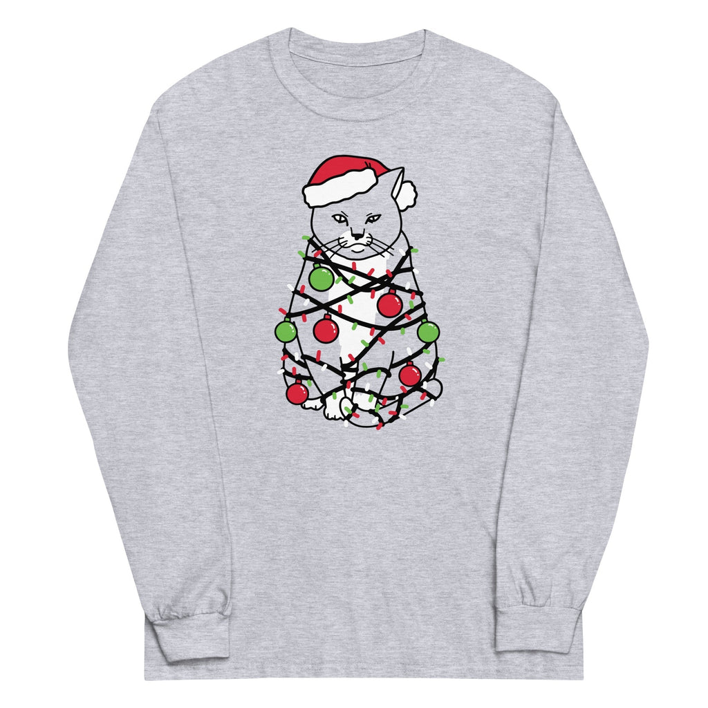 Meowy Christmas Unisex Long Sleeve Tee Hoodie, Sweatshirt | PureTeeCo.com (Image 1)