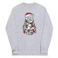 Meowy Christmas Unisex Long Sleeve Tee Hoodie, Sweatshirt | PureTeeCo.com (Image 1)
