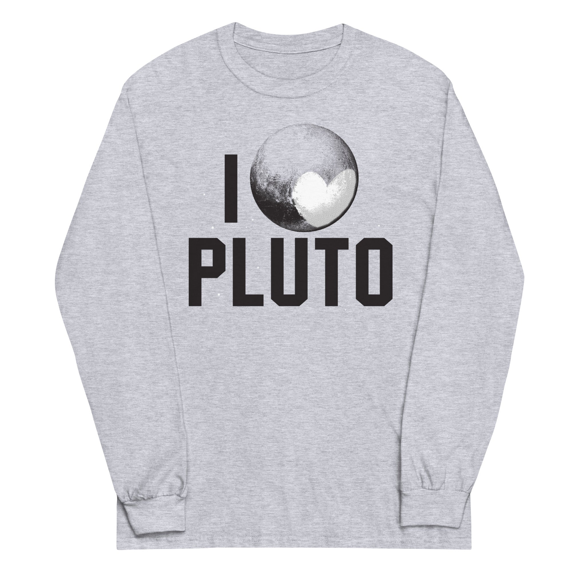 I Heart Pluto Unisex Long Sleeve Tee Hoodie, Sweatshirt | PureTeeCo.com (Image 1)