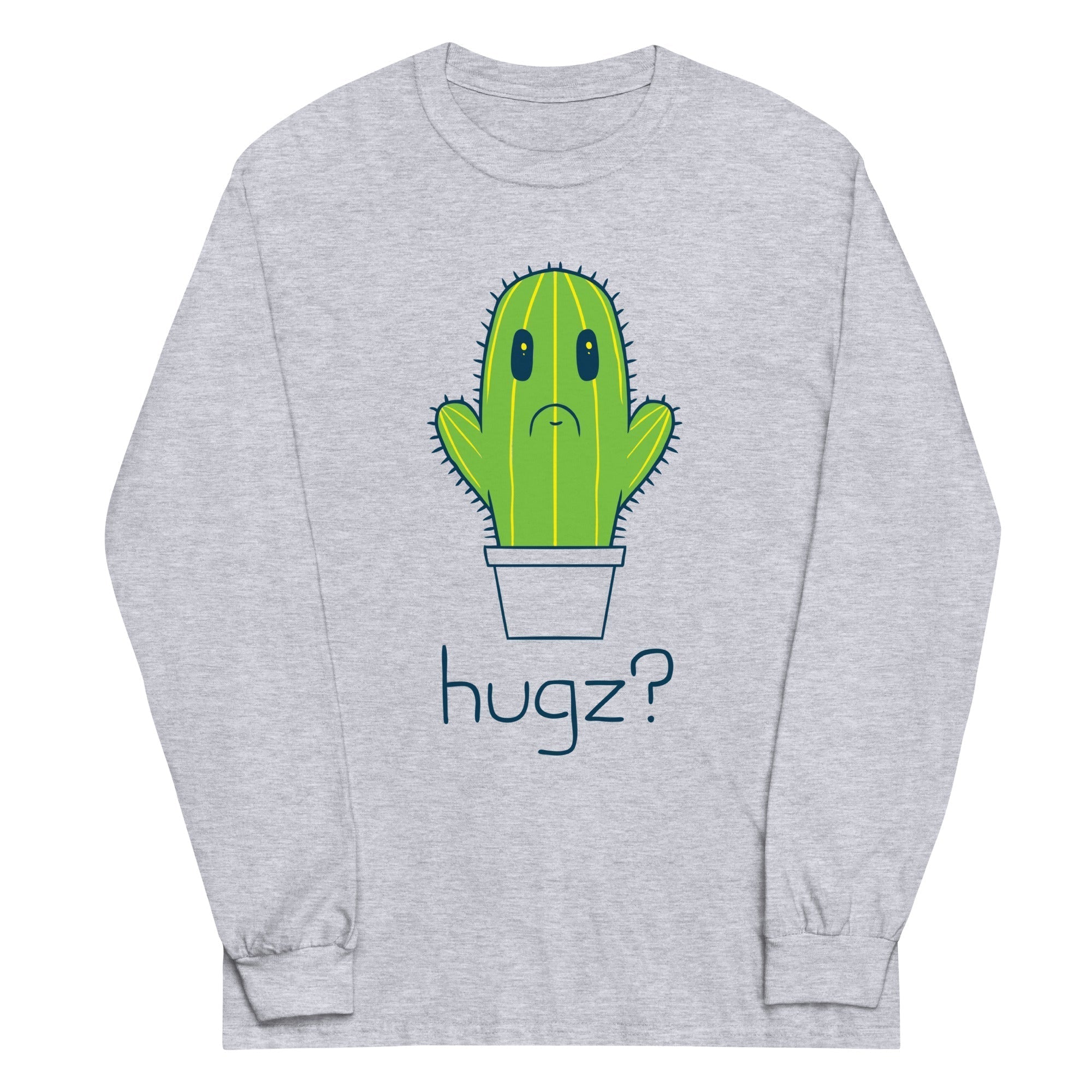 Hugz? Cactus Unisex Long Sleeve Tee Hoodie, Sweatshirt | PureTeeCo.com (Image 2)