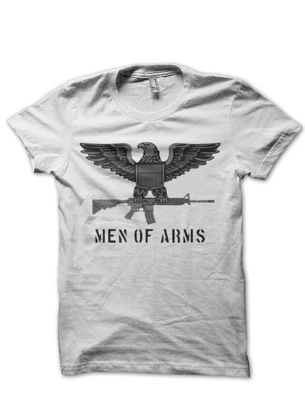 Men of Arms Militia Half Sleeve White T-Shirt Hoodie, Sweatshirt | PureTeeCo.com