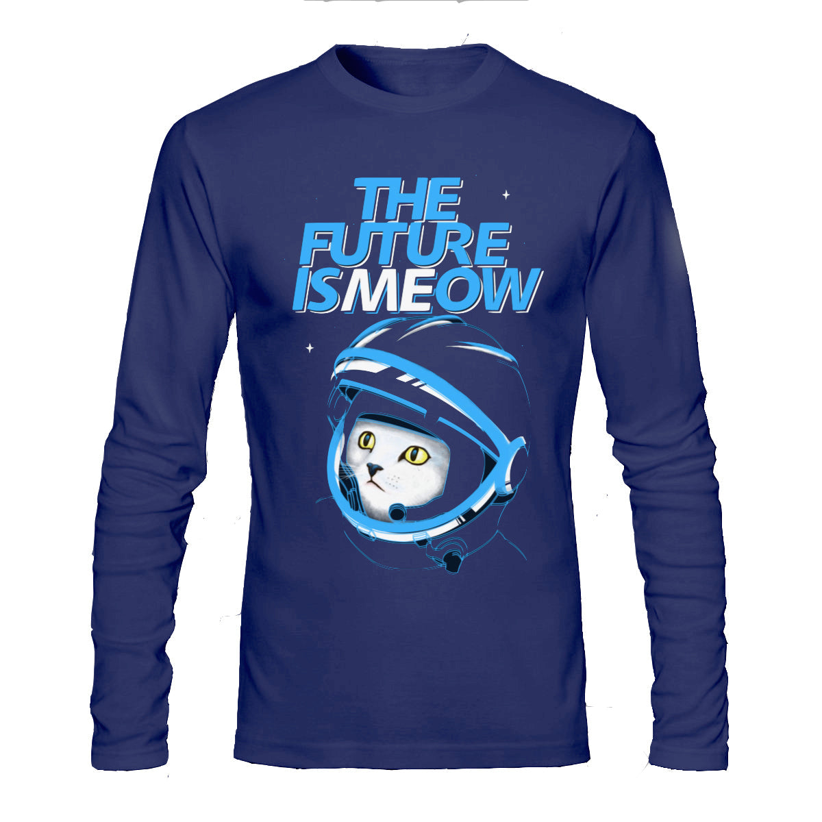 Meow Navy Blue Full Sleeve Tee Hoodie, Sweatshirt | PureTeeCo.com