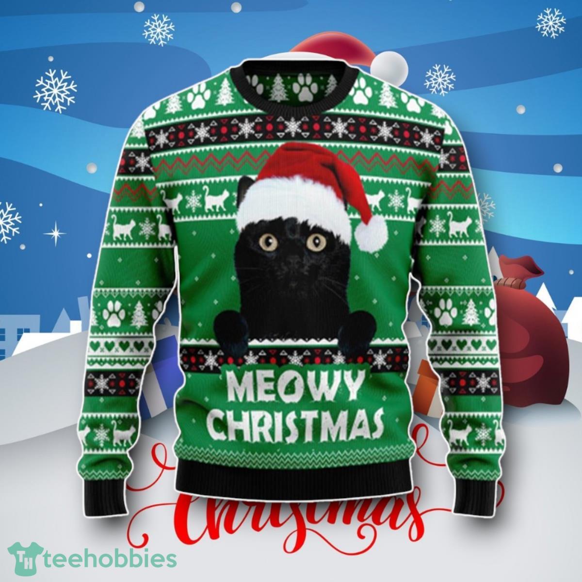 Meowy Black Cat Meowy Christmas Ugly Christmas Sweater Unique Gift