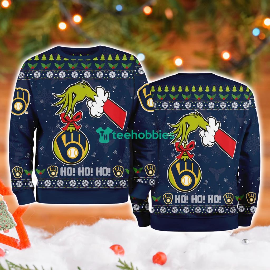 Milwaukee Brewers Mlb Grinch Hand Ugly Christmas Sweater 3D