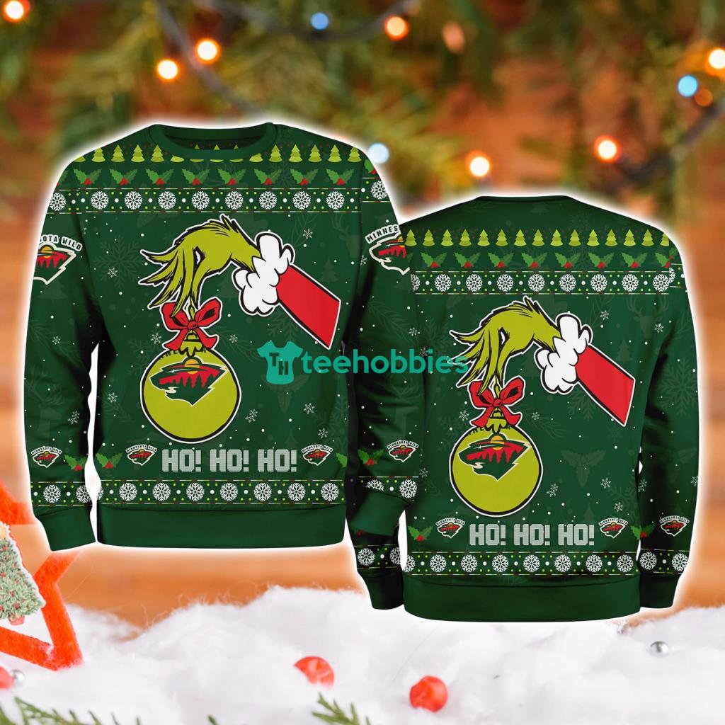 Minnesota Wild Grinch Hand Ugly Christmas Sweater 3D