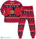 MLB Grinch Cleveland Indians MLB Custom Name Christmas Knitting Pattern Matching Family Pajamas Set