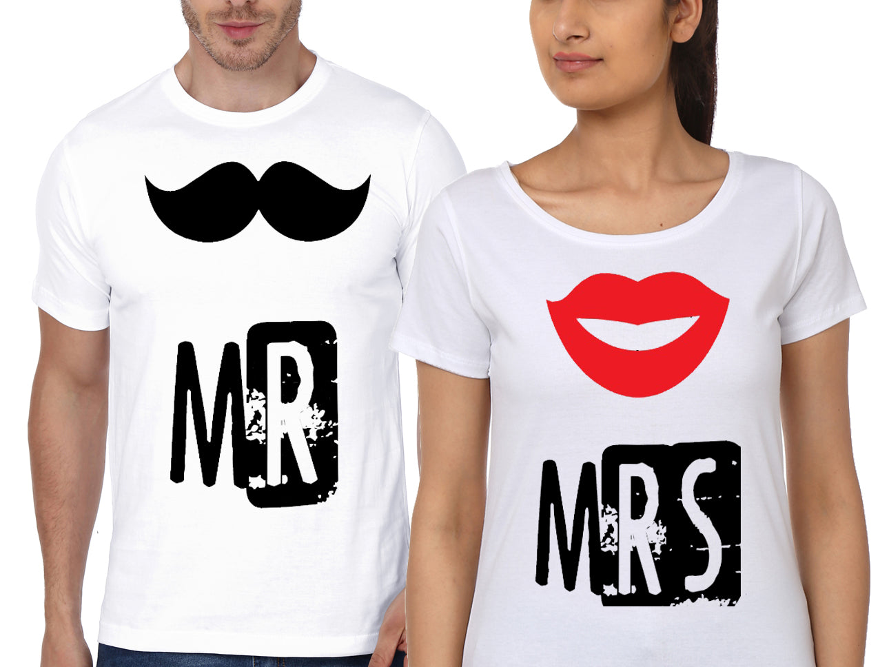 Mr & Mrs Couple White T-Shirt Hoodie, Sweatshirt | PureTeeCo.com