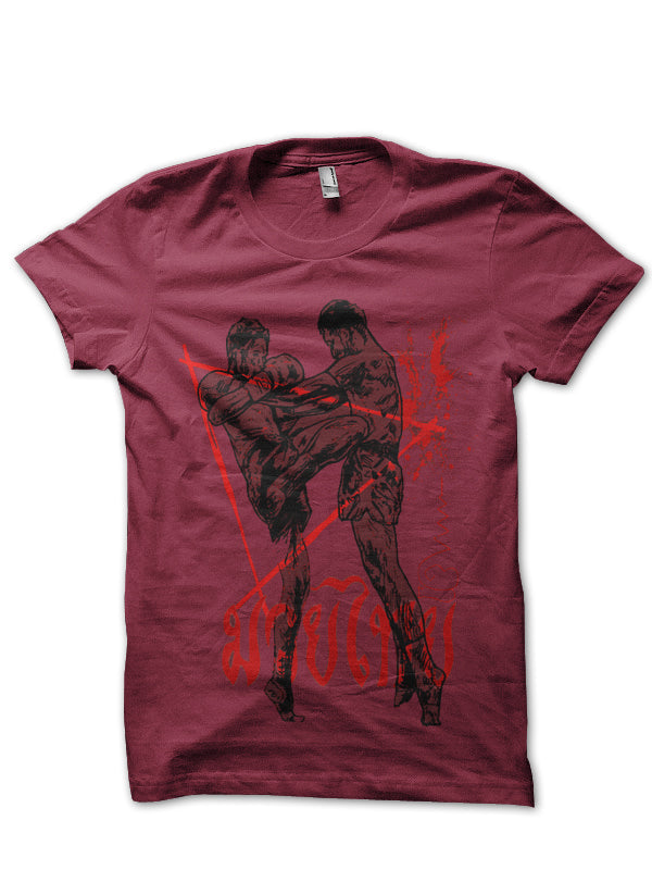 Muay Thai Maroon T-Shirt Hoodie, Sweatshirt | PureTeeCo.com