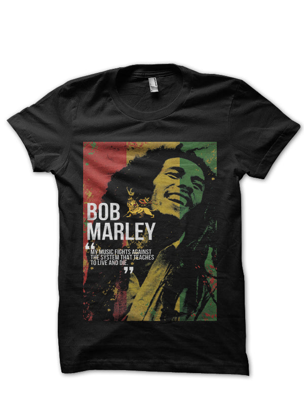 Bob Marley Music Fights Black T-Shirt Hoodie, Sweatshirt | PureTeeCo.com