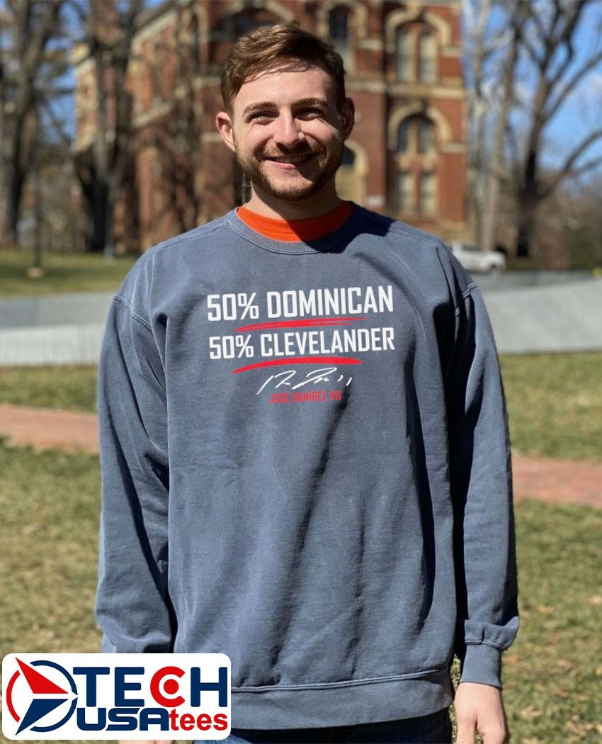 Jose Ramirez #11 Cleveland Guardians 50 percent Dominican 50 percent Clevelander signature shirt