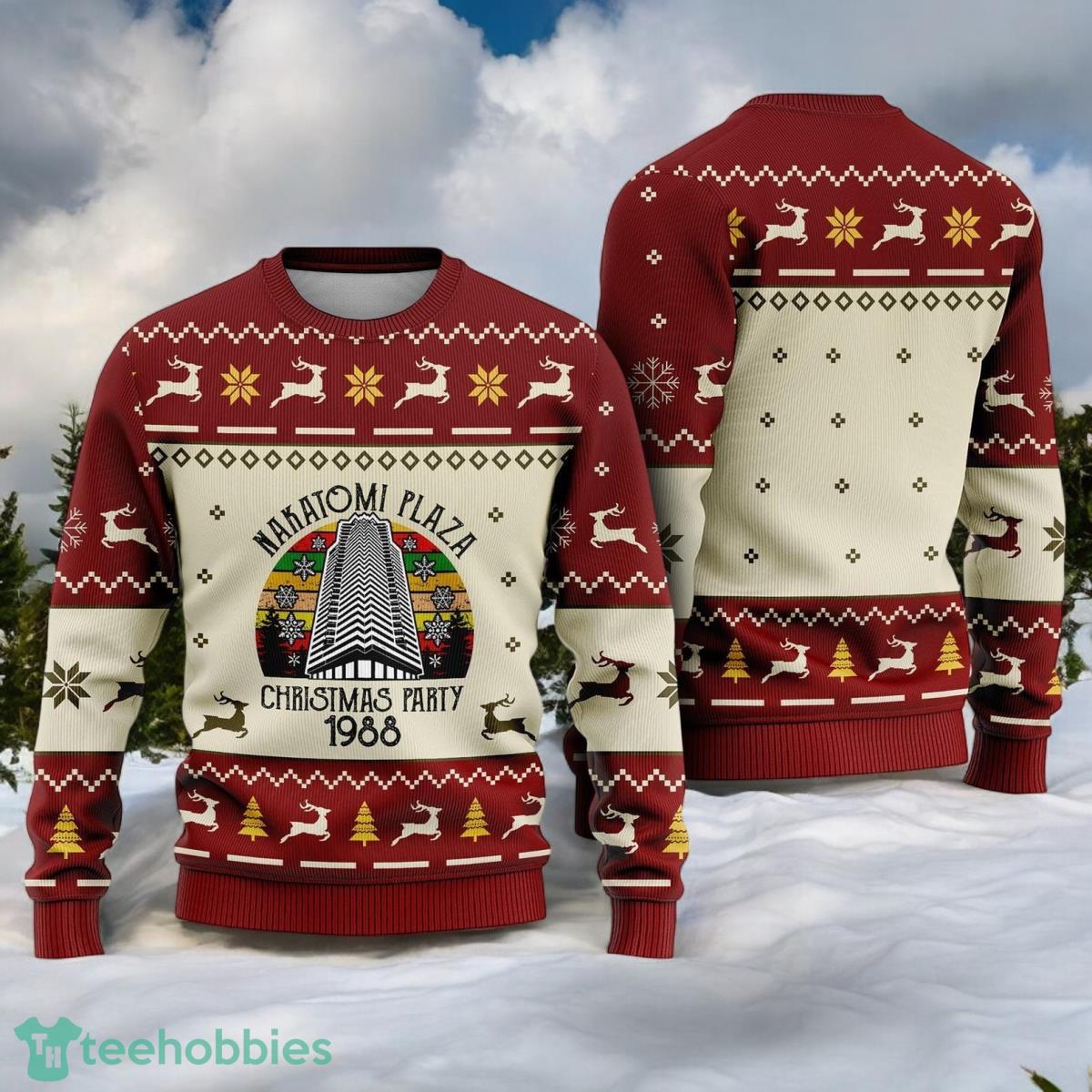 Nakatomi Plaza Christmas Sweater Nakatomi Plaza Christmas Party 1988 Christmas 3D Ugly Sweater For Men And Women