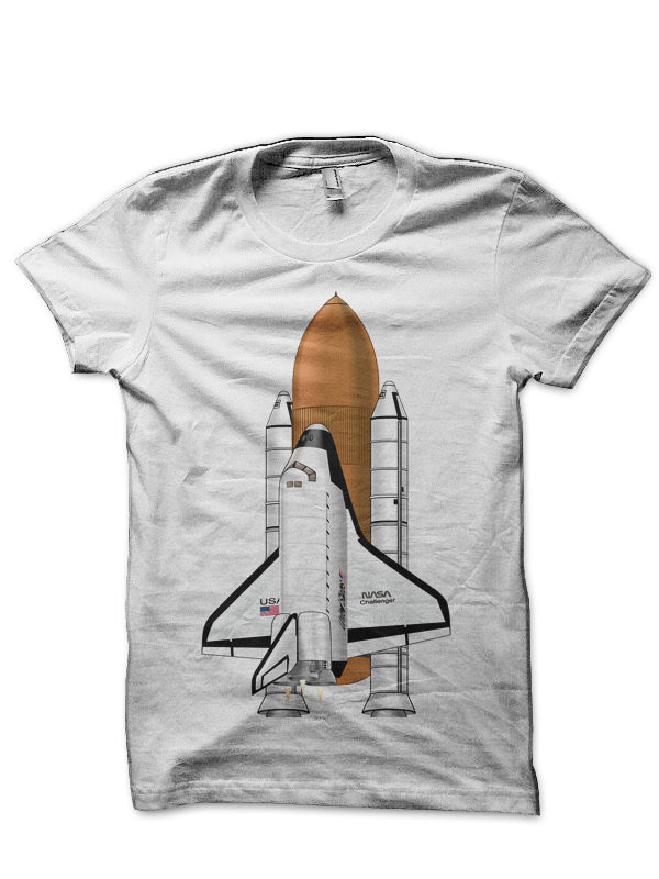 Nasa Half Sleeve White T-Shirt Hoodie, Sweatshirt | PureTeeCo.com