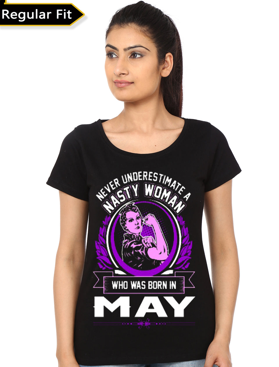 Nasty Woman Who Was Born In May Girls Black T-Shirt Hoodie, Sweatshirt | PureTeeCo.com