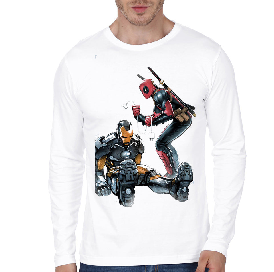 Naughty Deadpool White Full Sleeve Tee Hoodie, Sweatshirt | PureTeeCo.com