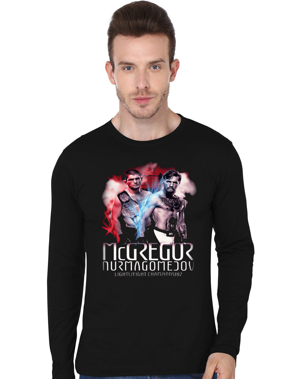 Khabib VS McGregor Black Full Sleeve T-Shirt Hoodie, Sweatshirt | PureTeeCo.com