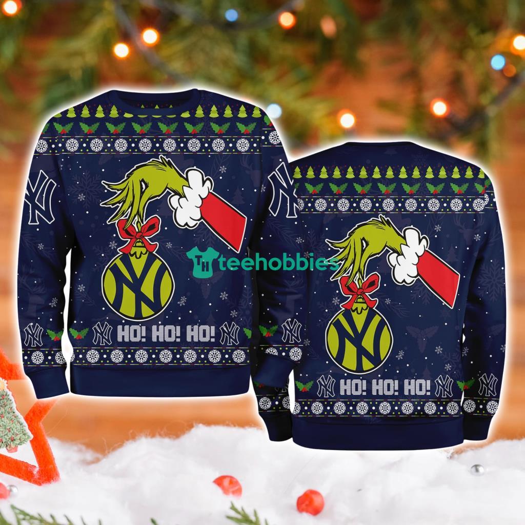 New York Yankees Mlb Grinch Hand Ugly Christmas Sweater 3D