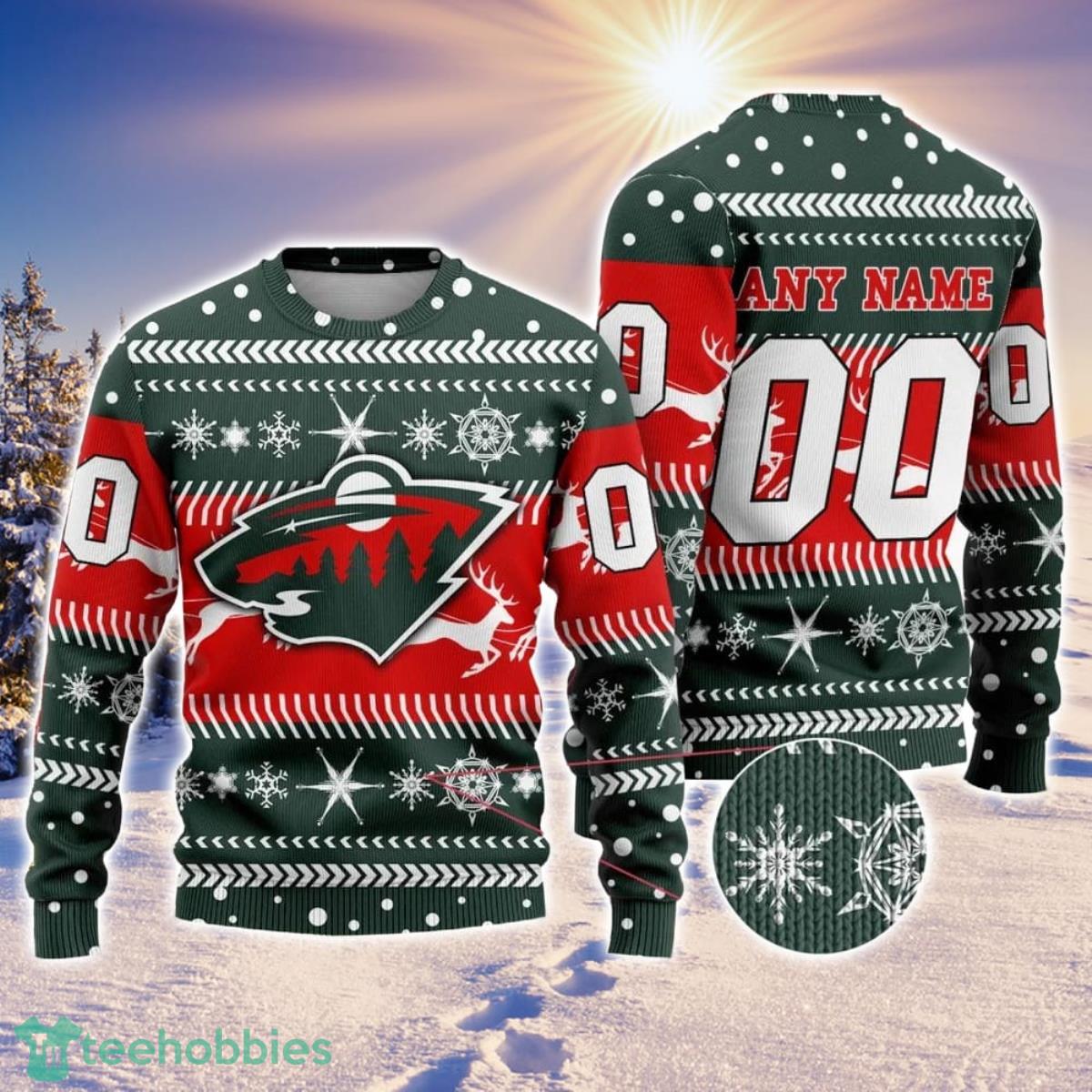 NHL Minnesota Wild Personalized Name And Number 3D Ugly Christmas Sweater Christmas Gift