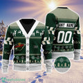 NHL Minnesota Wild Personalized Name And Number All Over Print 3D Ugly Christmas Sweater Christmas Gift