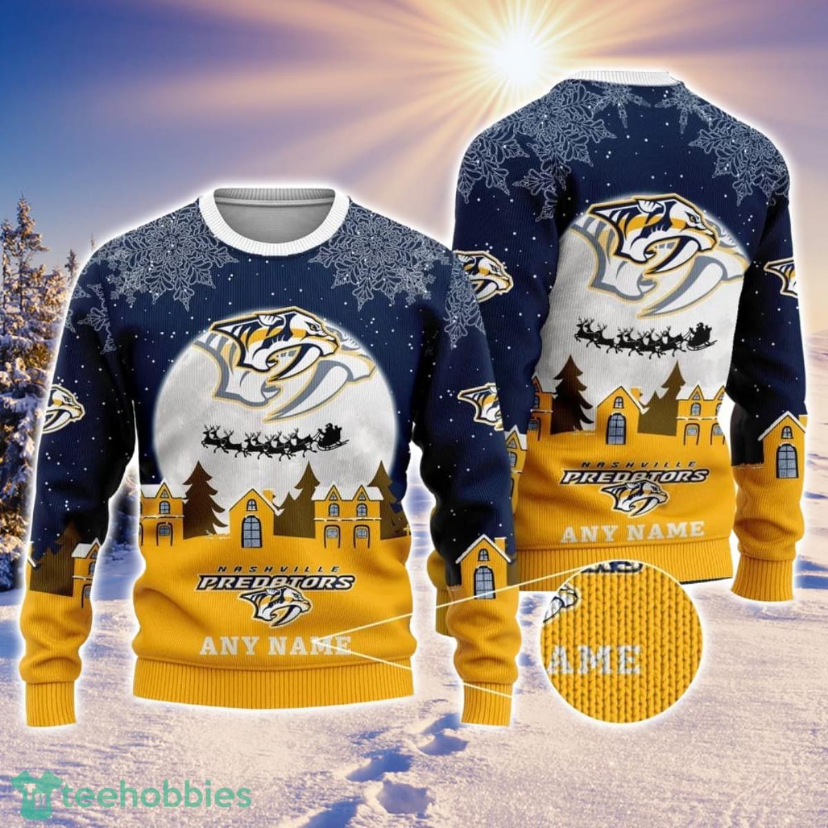 NHL Nashville Predators Personalized Name Ugly Christmas Sweater Christmas Gift For Sport Fans