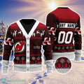 NHL New Jersey Devils Personalized Name And Number All Over Print 3D Ugly Christmas Sweater Christmas Gift